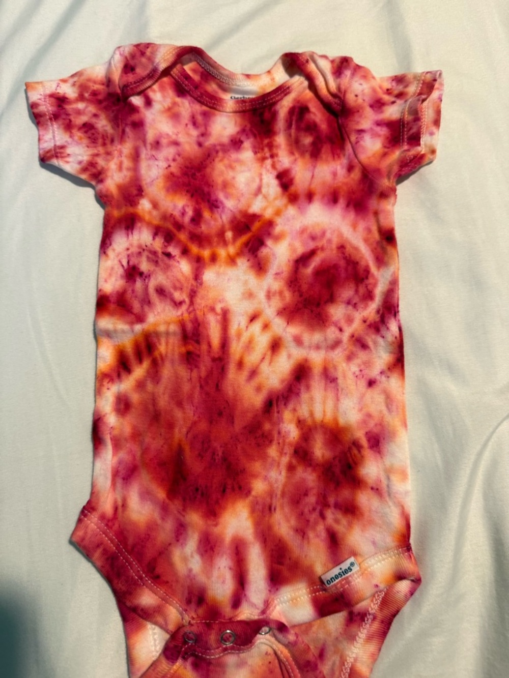 Gerber Tie-Dye Short Sleeve One-Piece in Red and Orange